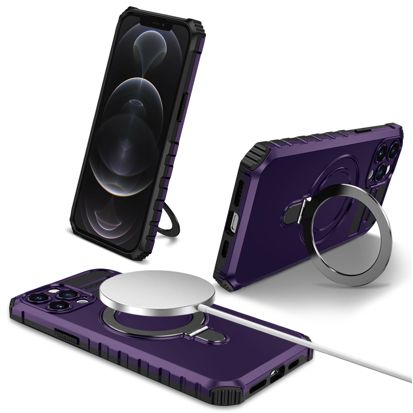 For iPhone 12 Pro Max Case with Magnetic Kickstand PC+TPU Phone Cover For iPhone 12 Pro Max Case with Magnetic Kickstand PC+TPU Phone Cover